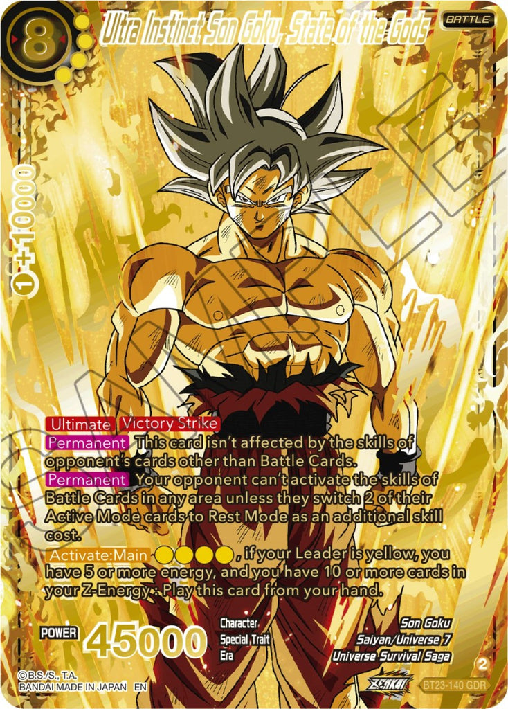 ドラゴンボールカード BT23-140 GDR dragon ball super card game Ultra Instinct Son Goku, State of the Gods (GDR) (BT23-140