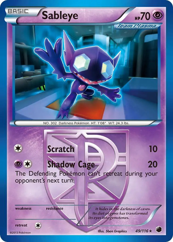 Sableye (49/116) [Black & White: Plasma Freeze] Pokémon