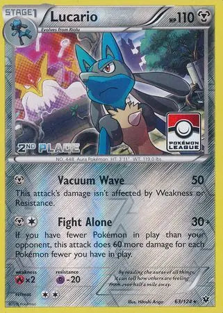 Lucario (63/124) (League Promo 2nd Place) [XY: Fates Collide] Pokémon