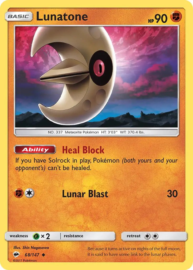 Lunatone (68/147) [Sun & Moon: Burning Shadows] Pokémon