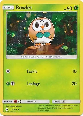 Rowlet (9/149) (Cosmos Holo) [Sun & Moon: Base Set] Pokémon