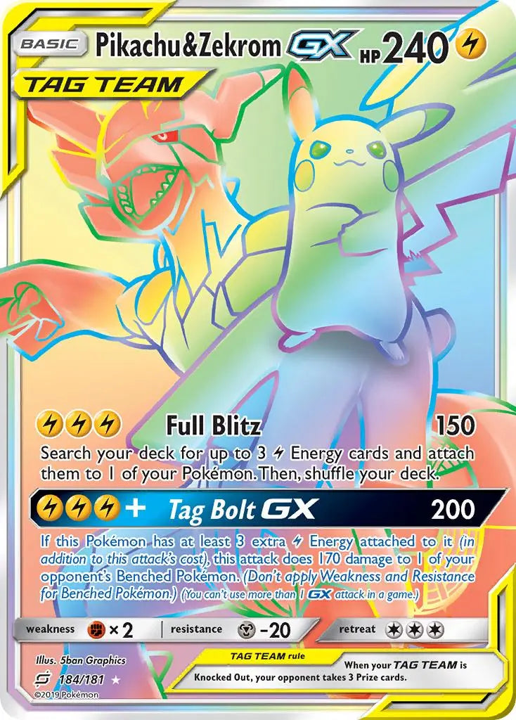 Pikachu & Zekrom GX (184/181) [Sun & Moon: Team Up] Pokémon