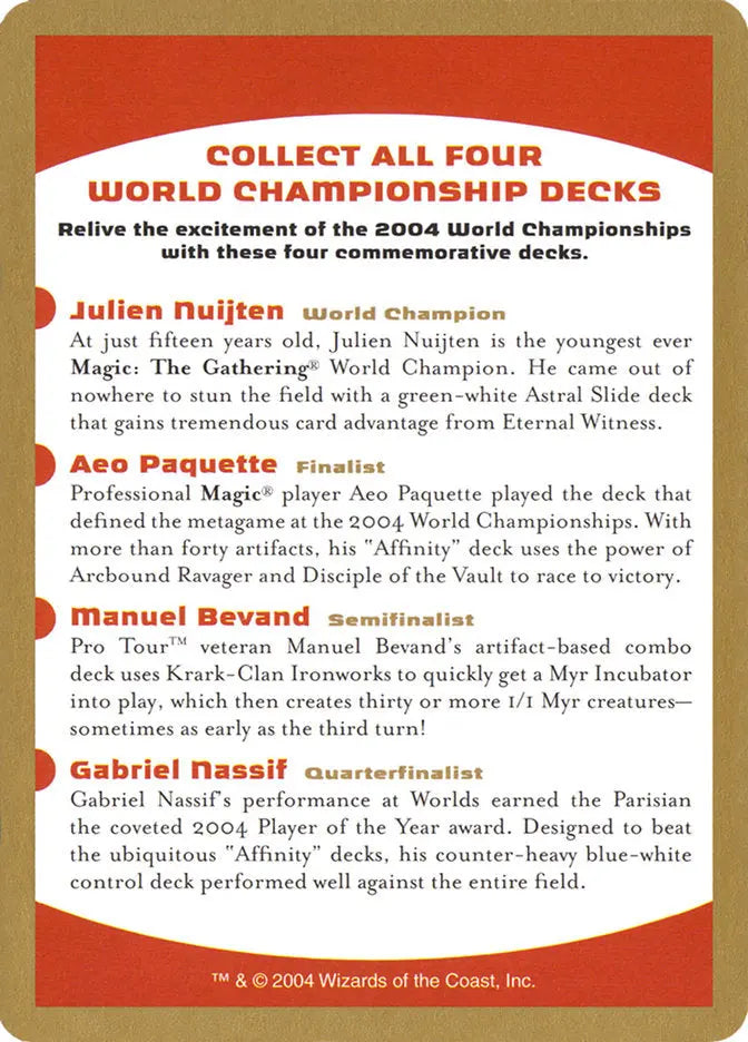 2004 World Championships Ad [World Championship Decks 2004] Magic: The Gathering