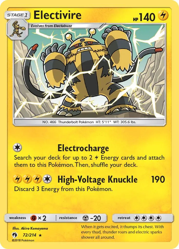Electivire (72/214) [Sun & Moon: Lost Thunder] Pokémon