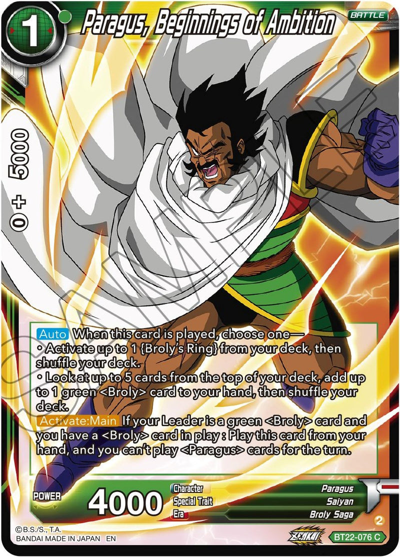 Paragus, Beginnings of Ambition (BT22-076) [Critical Blow] Dragon Ball Super