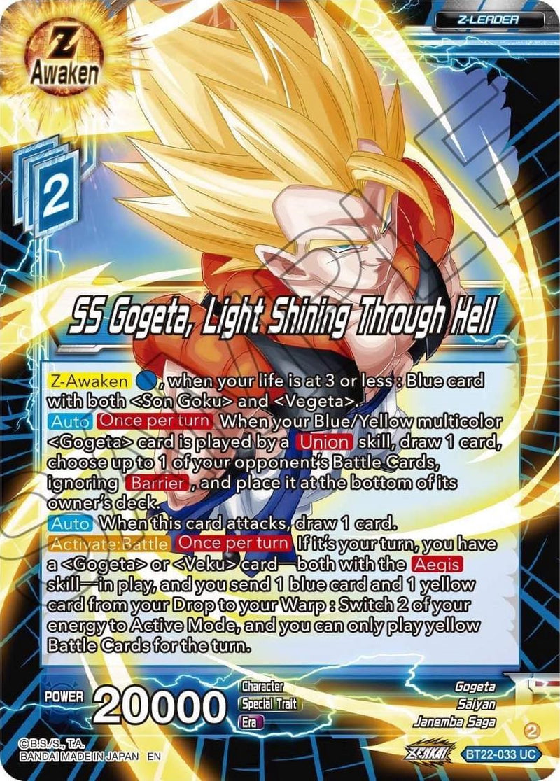 SS Gogeta, Light Shining Through Hell (BT22-033) [Critical Blow] Dragon Ball Super