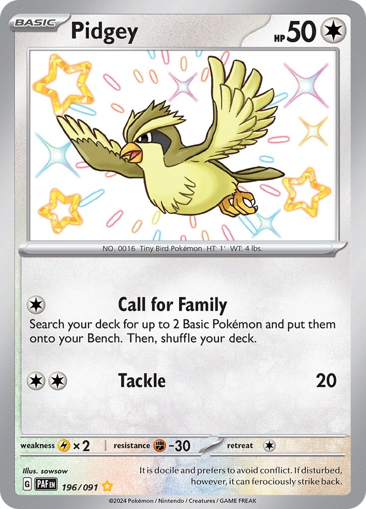 Pidgey (196/091) [Scarlet & Violet: Paldean Fates] Pokémon