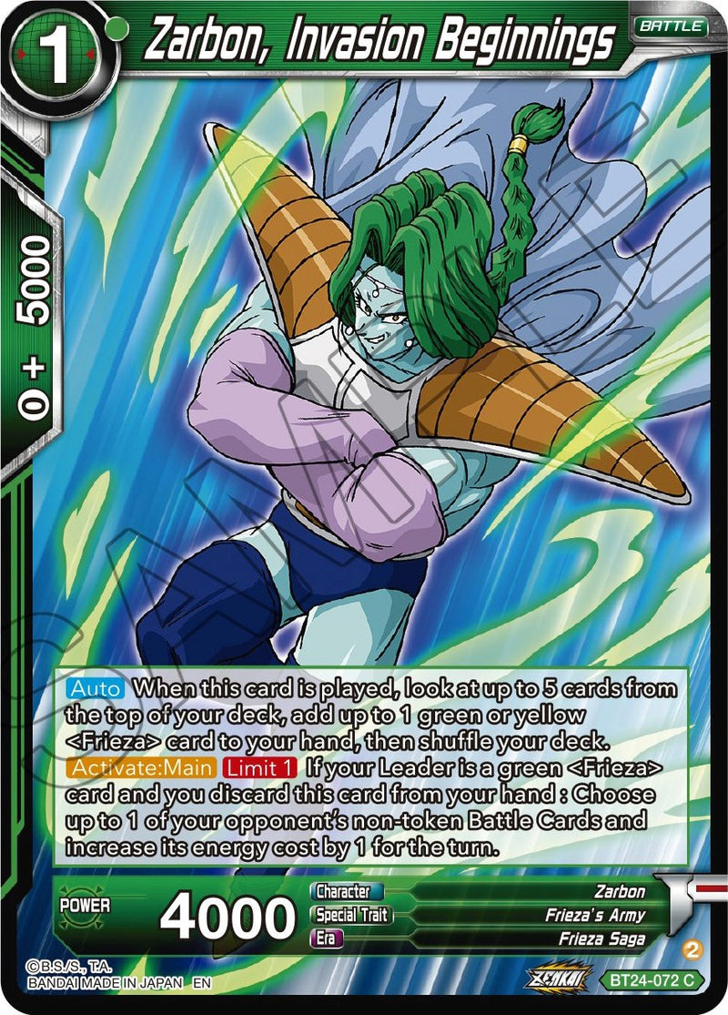 Zarbon, Invasion Beginnings (BT24-072) [Beyond Generations] Dragon Ball Super