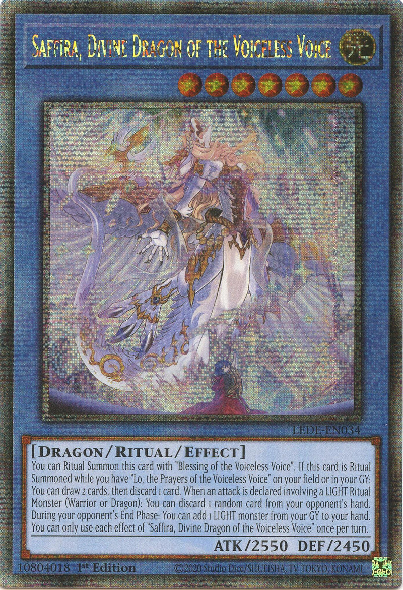 Saffira, Divine Dragon of the Voiceless Voice (Quarter Century Secret Rare) [LEDE-EN034] Quarter Century Secret Rare Yu-Gi-Oh!