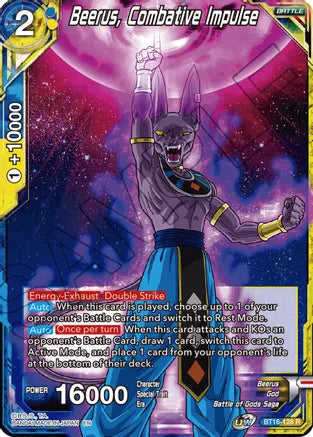 Beerus, Combative Impulse (BT16-128) [Realm of the Gods] Dragon Ball Super