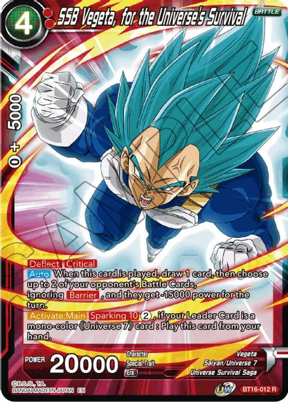 SSB Vegeta, for the Universe's Survival (BT16-012) [Realm of the Gods] Dragon Ball Super