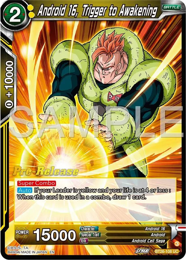 Android 16, Trigger to Awakening (BT26-108) [Ultimate Advent Prerelease Promos] Dragon Ball Super