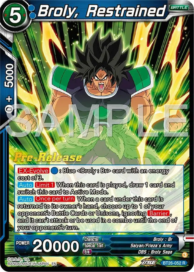 Broly, Restrained (BT26-052) [Ultimate Advent Prerelease Promos] Dragon Ball Super