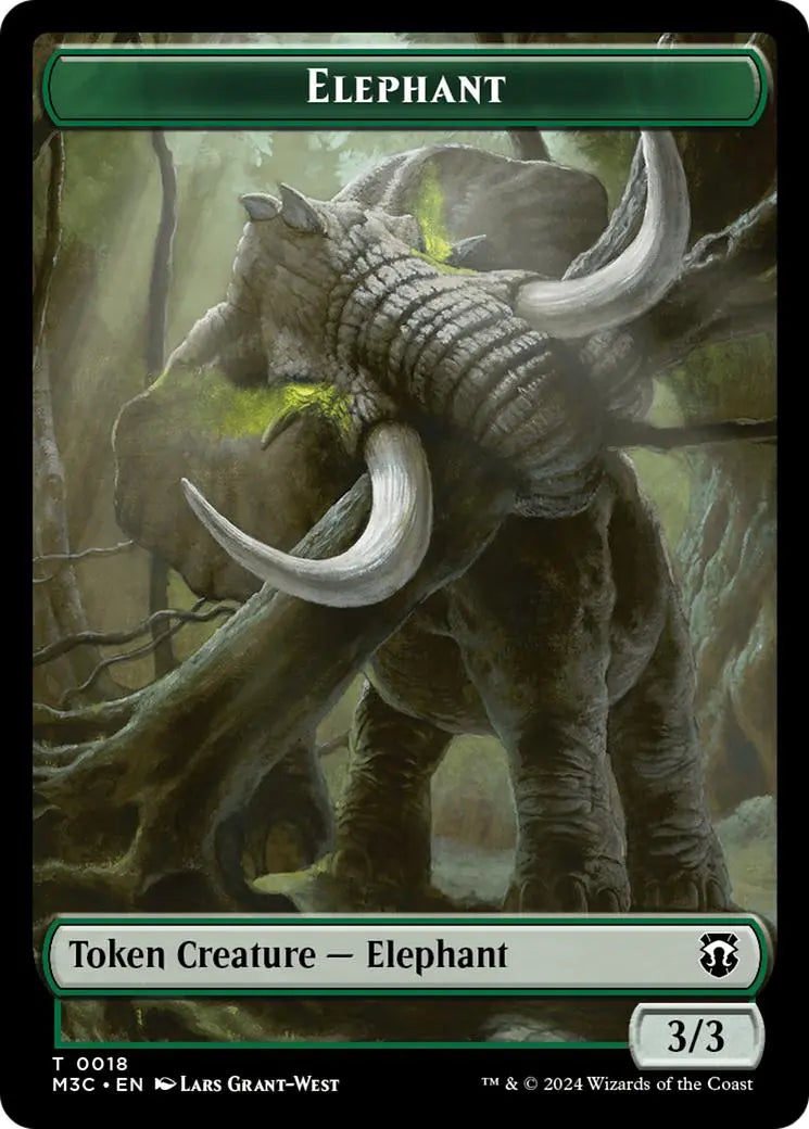 Zombie (Ripple Foil) // Elephant Double-Sided Token [Modern Horizons 3 Commander Tokens] Magic: The Gathering