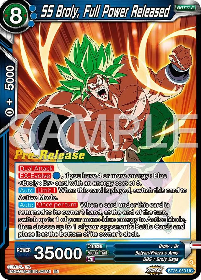 SS Broly, Full Power Released (BT26-050) [Ultimate Advent Prerelease Promos] Dragon Ball Super