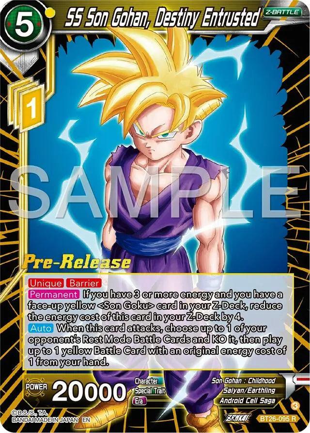 SS Son Gohan, Destiny Entrusted (BT26-095) [Ultimate Advent Prerelease Promos] Dragon Ball Super