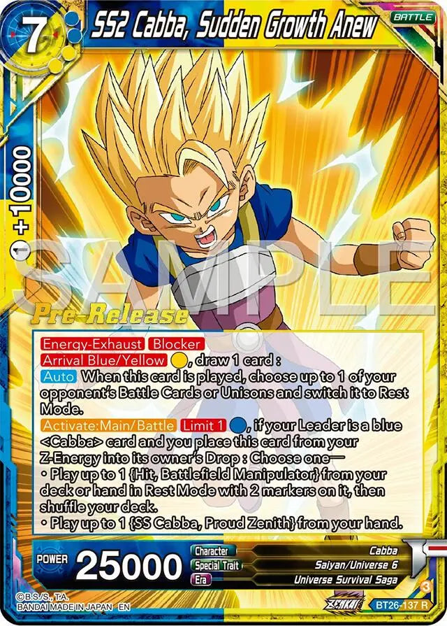 SS2 Cabba, Sudden Growth Anew (BT26-137) [Ultimate Advent Prerelease Promos] Dragon Ball Super