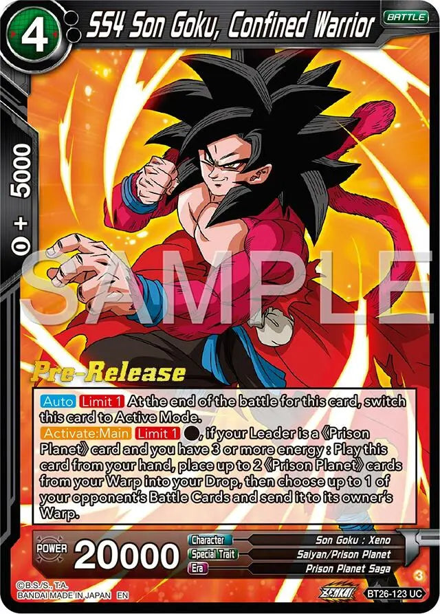 SS4 Son Goku, Confined Warrior (BT26-123) [Ultimate Advent Prerelease Promos] Dragon Ball Super