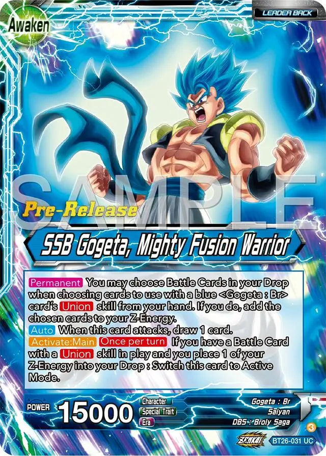 Gogeta // SSB Gogeta, Mighty Fusion Warrior (BT26-031) [Ultimate Advent Prerelease Promos] Dragon Ball Super