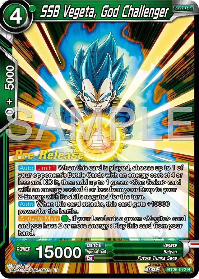 SSB Vegeta, God Challenger (BT26-072) [Ultimate Advent Prerelease Promos] Dragon Ball Super