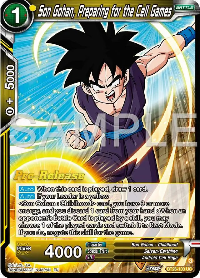 Son Gohan, Preparing for the Cell Games (BT26-103) [Ultimate Advent Prerelease Promos] Dragon Ball Super