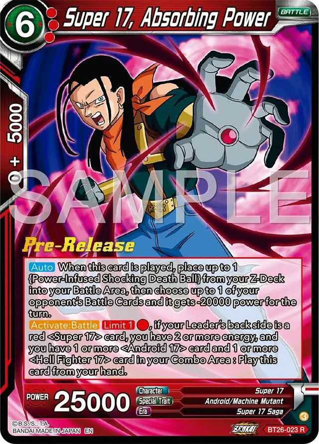 Super 17, Absorbing Power (BT26-023) [Ultimate Advent Prerelease Promos] Dragon Ball Super