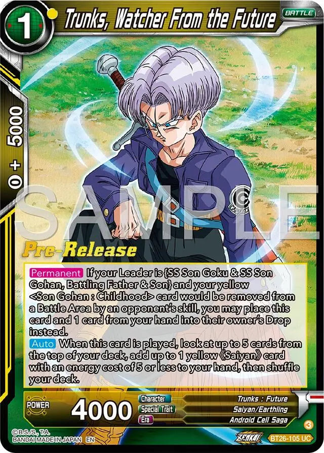 Trunks, Watcher From the Future (BT26-105) [Ultimate Advent Prerelease Promos] Dragon Ball Super