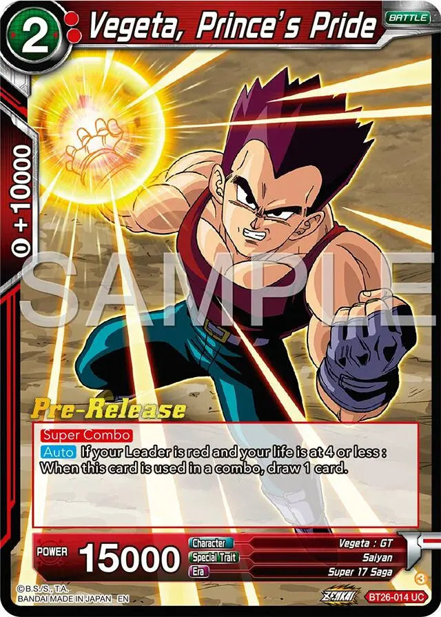 Vegeta, Prince's Pride (BT26-014) [Ultimate Advent Prerelease Promos] Dragon Ball Super