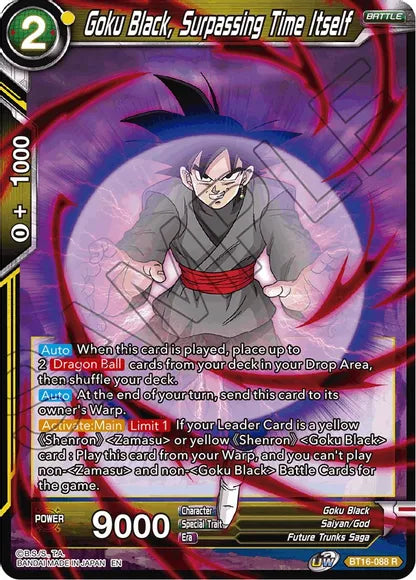 Goku Black, Surpassing Time itself (BT16-088) [Realm of the Gods] Dragon Ball Super