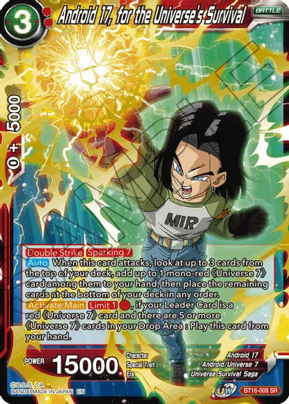 Android 17, for the Universe's Survival (BT16-008) [Realm of the Gods] Dragon Ball Super