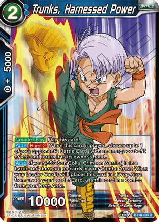 Trunks, Harnessed Power (BT16-033) [Realm of the Gods] Dragon Ball Super