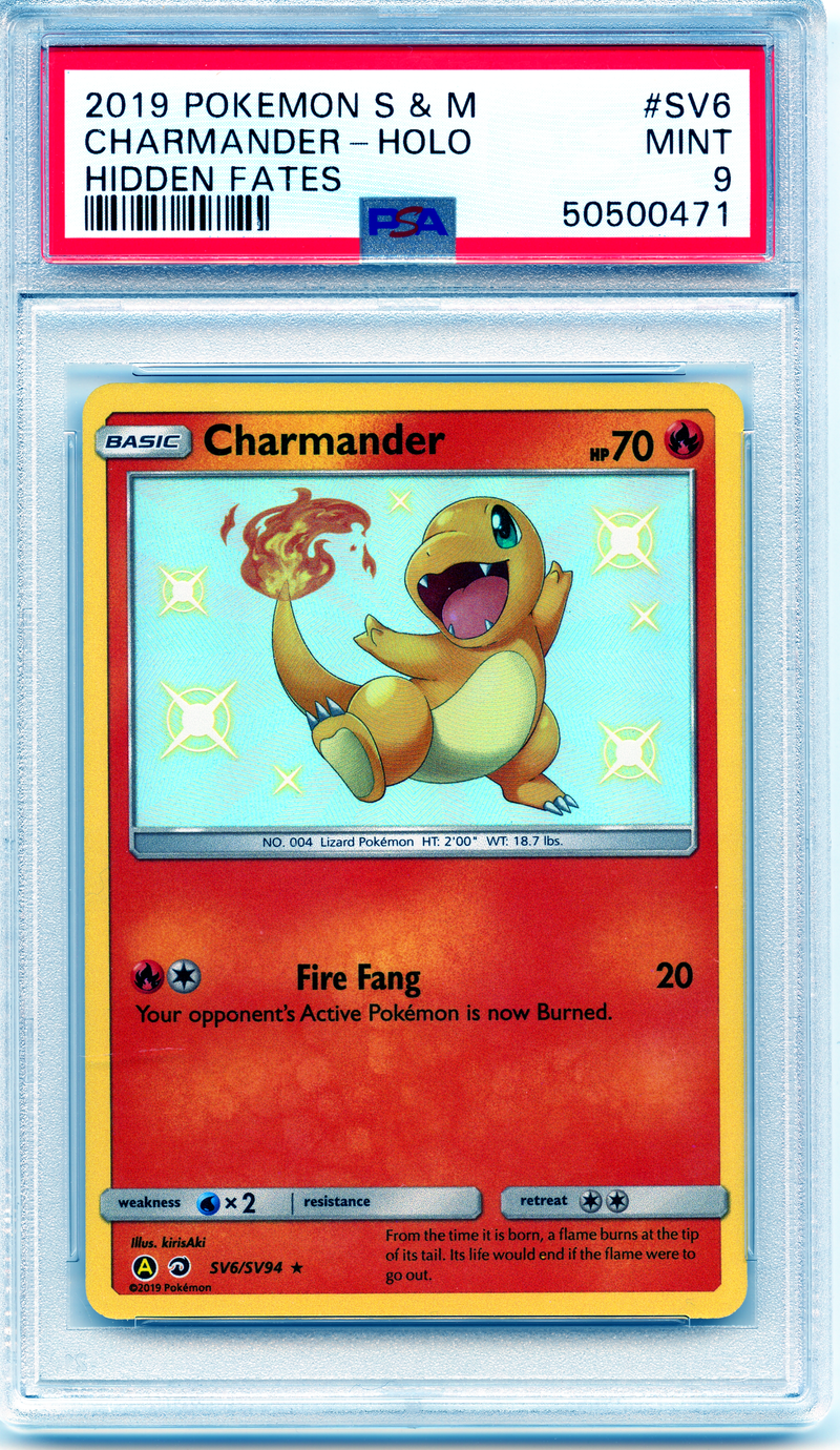 Charmander - Hidden Fates  - PSA 9 The Pokemon Trainer