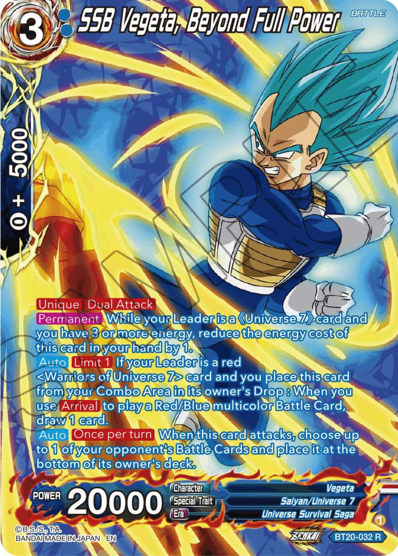 SSB Vegeta, Beyond Full Power (Silver Foil) (BT20-032) [Power Absorbed] Dragon Ball Super