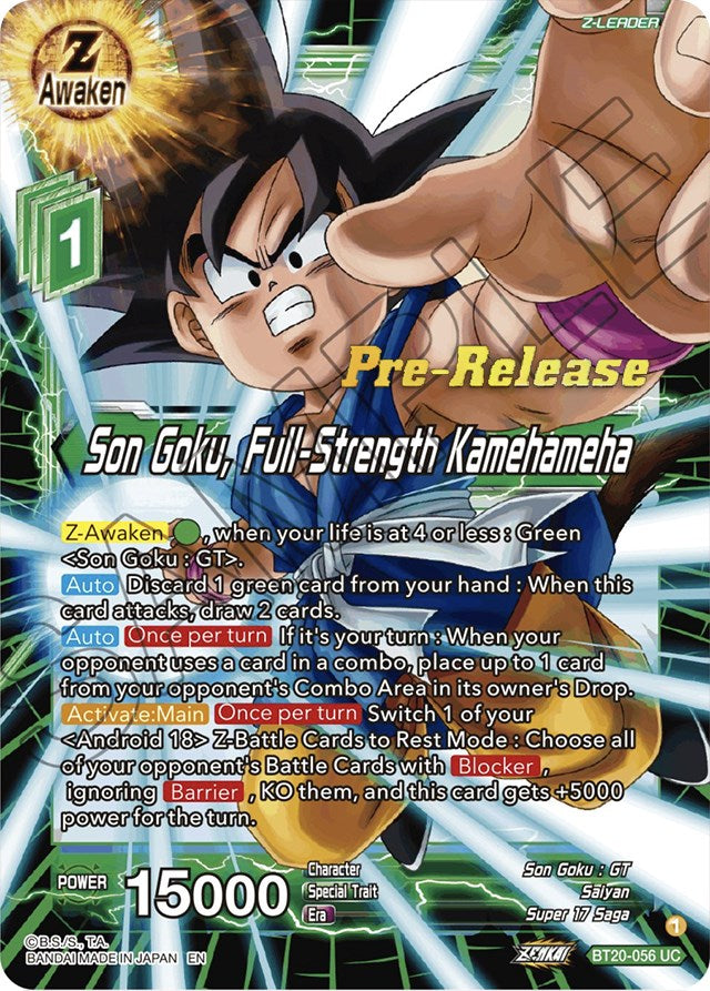 Son Goku, Full-Strength Kamehameha (BT20-056) [Power Absorbed Prerelease Promos] Dragon Ball Super