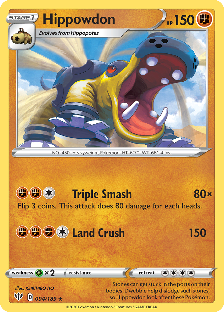 Hippowdon (094/189) [Sword & Shield: Darkness Ablaze] Pokémon