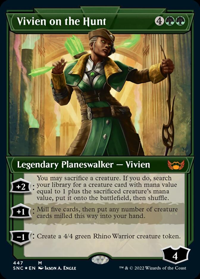Vivien on the Hunt (Showcase Art Deco Foil Etched) [Streets of New Capenna] Magic: The Gathering