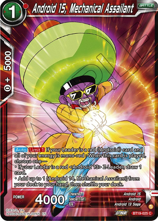 Android 15, Mechanical Assailant (BT19-025) [Fighter's Ambition] Dragon Ball Super