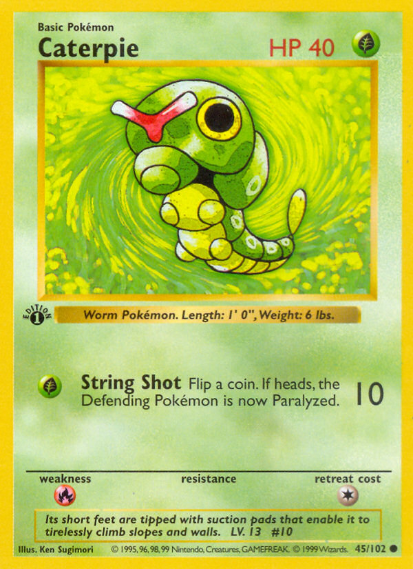 Caterpie (45/102) (Shadowless) [Base Set 1st Edition] Pokémon