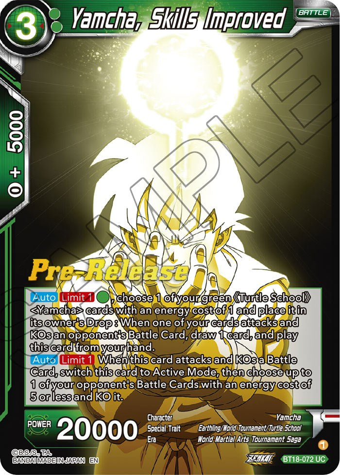Yamcha, Skills Improved (BT18-072) [Dawn of the Z-Legends Prerelease Promos] Dragon Ball Super