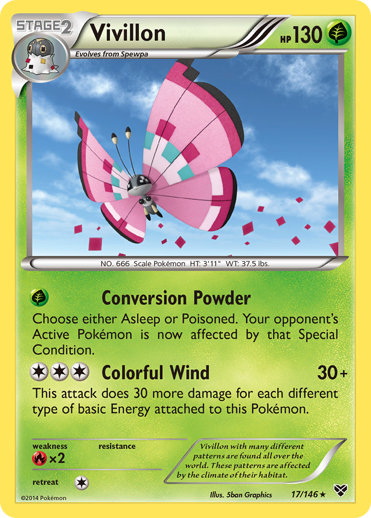 Vivillon (17/146) (Meadow Form/Pink Wings) [XY: Base Set] Pokémon