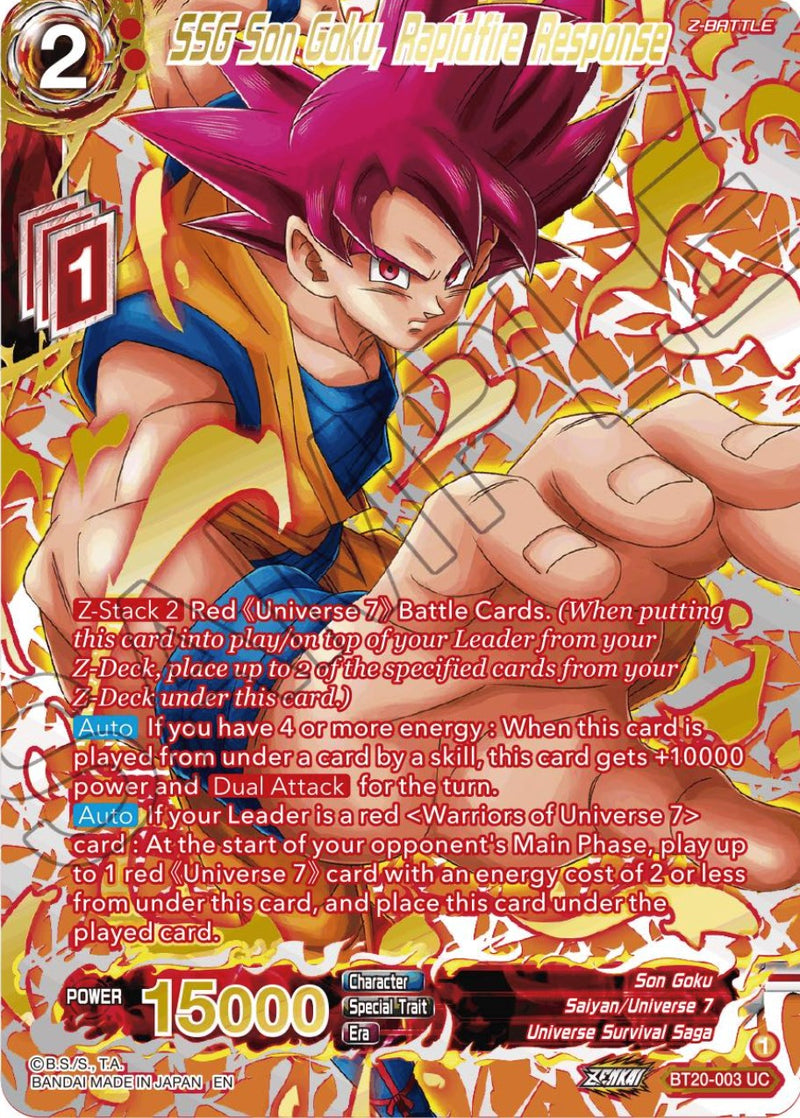 SSG Son Goku, Rapidfire Response (Gold-Stamped) (BT20-003) [Power Absorbed] Dragon Ball Super