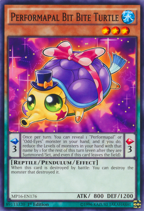 Performapal Bit Bite Turtle [MP16-EN176] Common Yu-Gi-Oh!