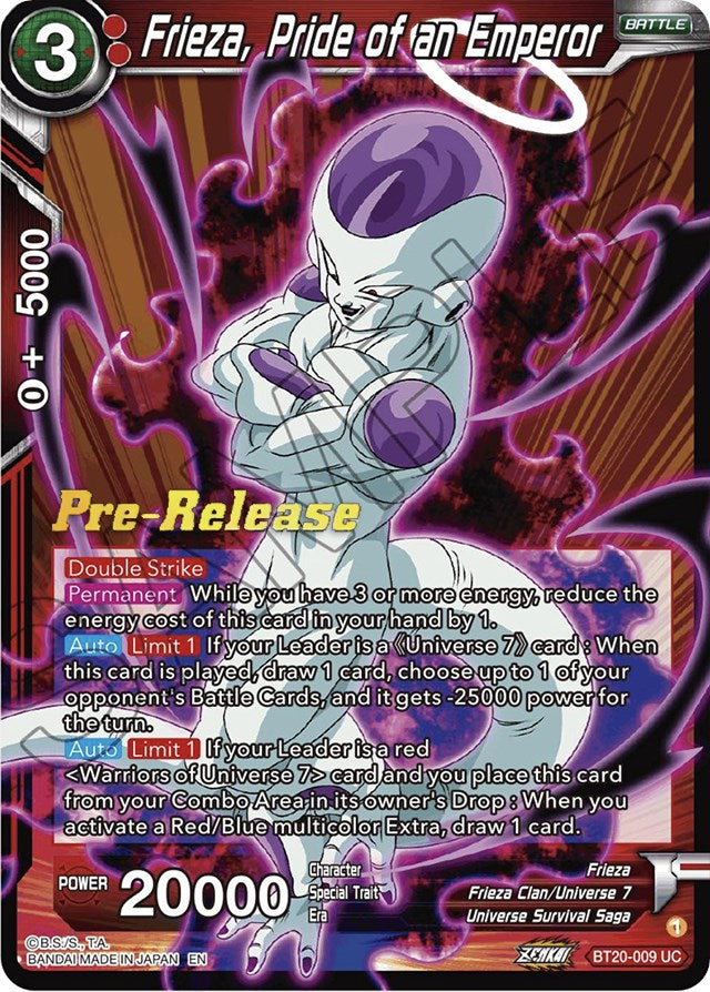 Frieza, Pride of an Emperor (BT20-009) [Power Absorbed Prerelease Promos] Dragon Ball Super