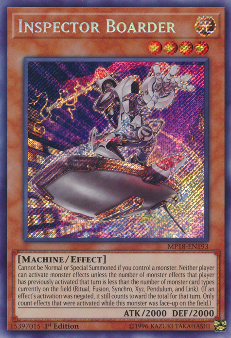 Inspector Boarder [MP18-EN193] Secret Rare Yu-Gi-Oh!