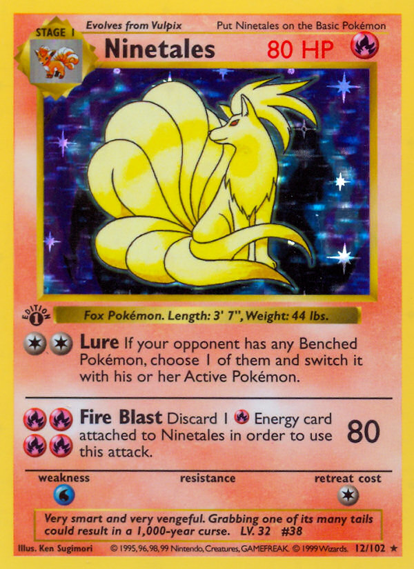 Ninetales (12/102) (Shadowless) [Base Set 1st Edition] Pokémon