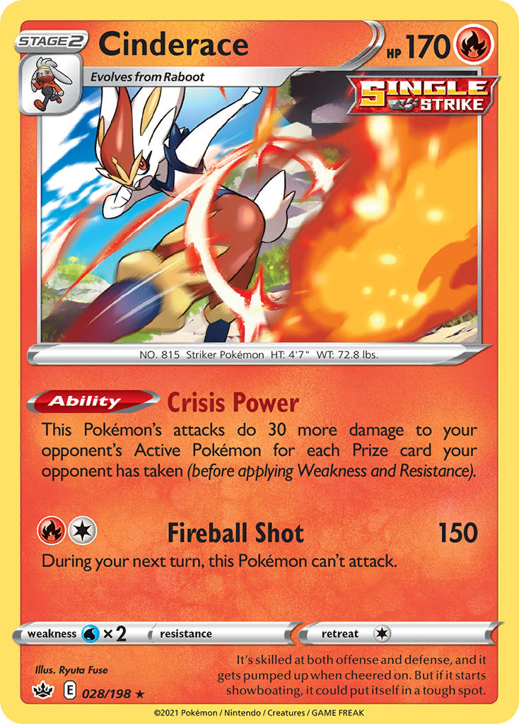 Cinderace (028/198) (Theme Deck Exclusive) [Sword & Shield: Chilling Reign] Pokémon