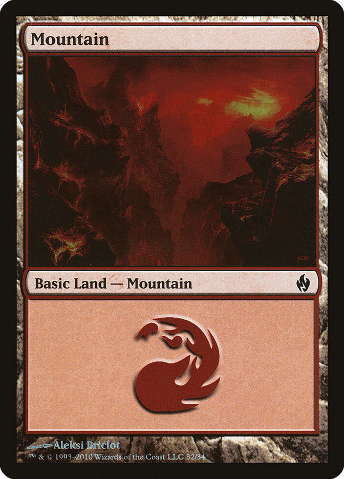 Mountain (32) [Premium Deck Series: Fire and Lightning] Magic: The Gathering