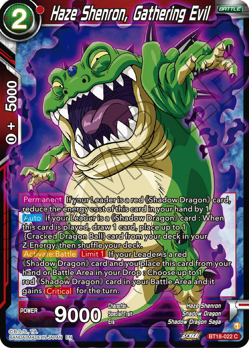 Haze Shenron, Gathering Evil (BT18-022) [Dawn of the Z-Legends] Dragon Ball Super