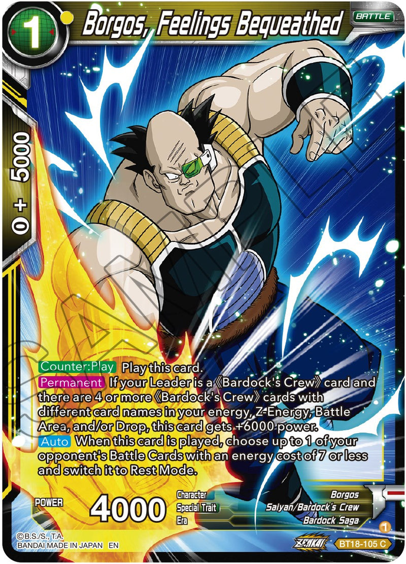 Borgos, Feelings Bequeathed (BT18-105) [Dawn of the Z-Legends] Dragon Ball Super