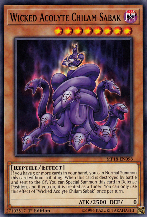 Wicked Acolyte Chilam Sabak [MP18-EN098] Common Yu-Gi-Oh!